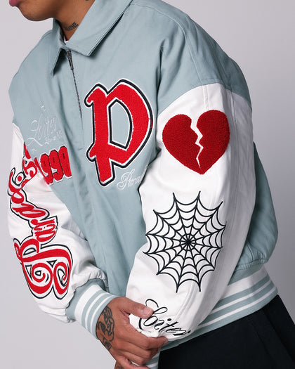 Loiter Paradise Varsity Jacket Light Blue
