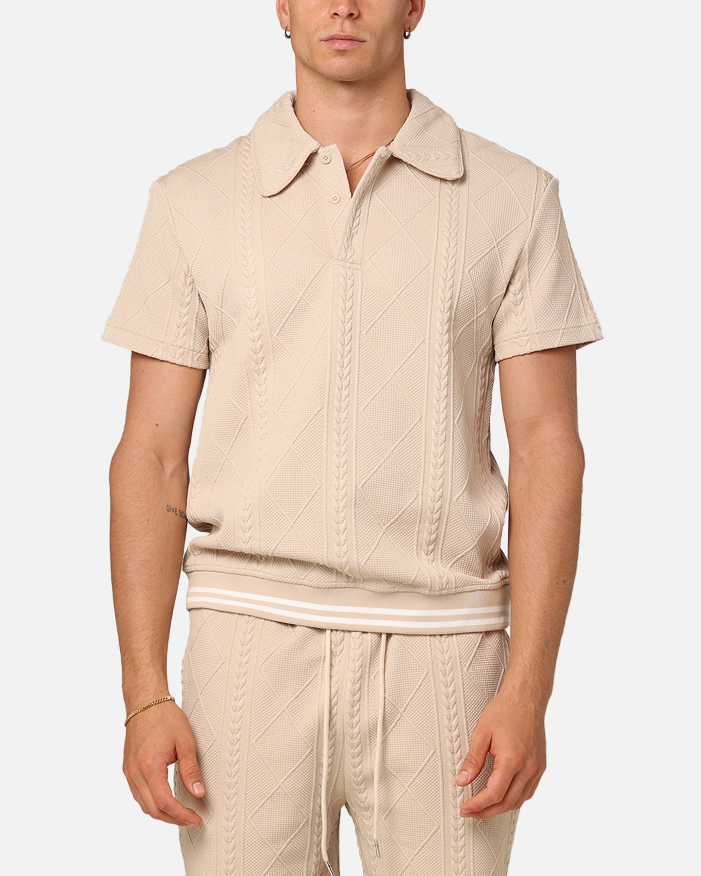 XXIII Danny Knit Polo Shirt Beige | Culture Kings US