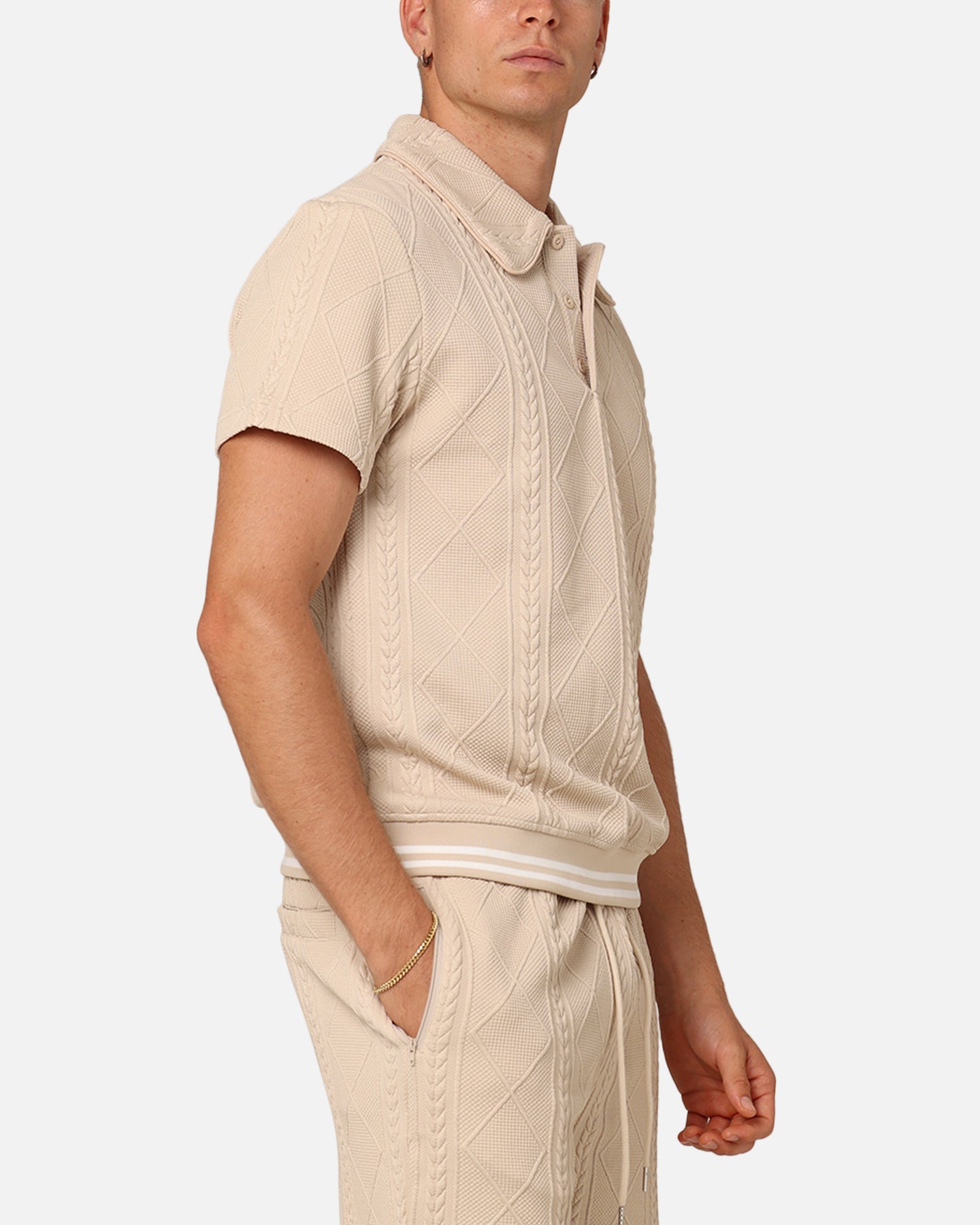 XXIII Danny Knit Polo Shirt Beige | Culture Kings US