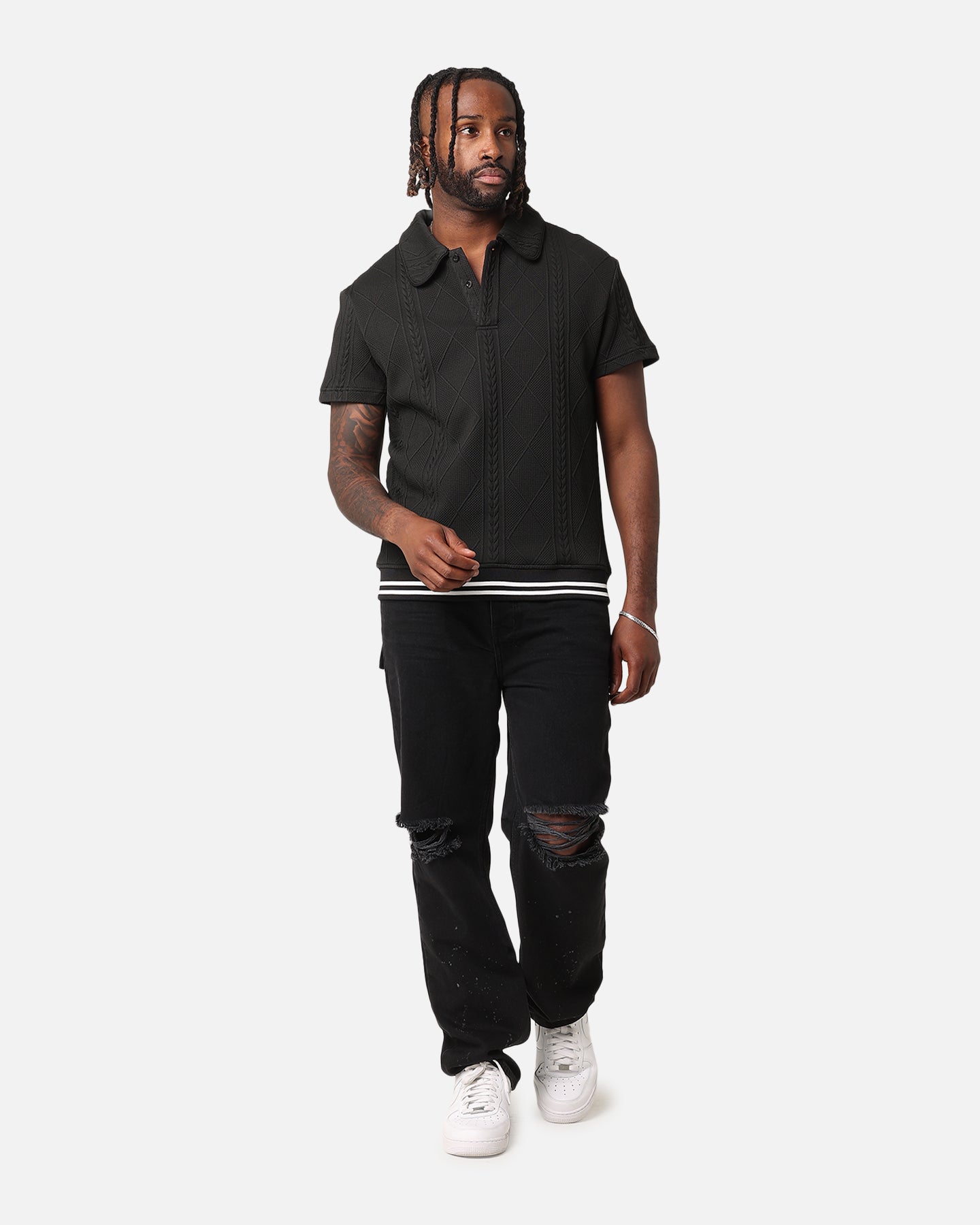 XXIII Danny Knit Polo Shirt Black | Culture Kings US