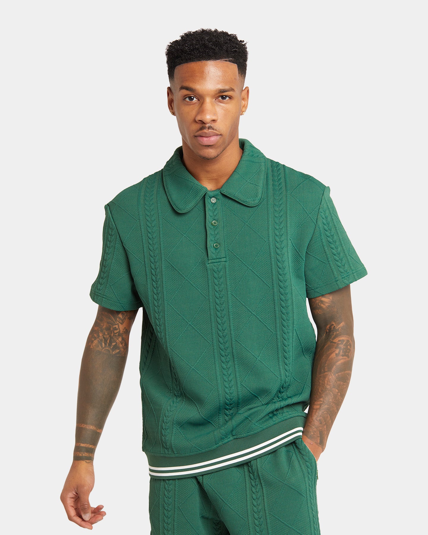 leinwande knit polo グリーン XXIII Danny Knit Polo Shirt Dark Green | Culture Kings US