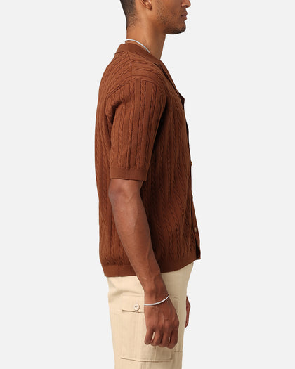 XXIII Terry Knit Button Up Shirt Brown