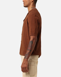 XXIII Terry Knit Button Up Shirt Brown