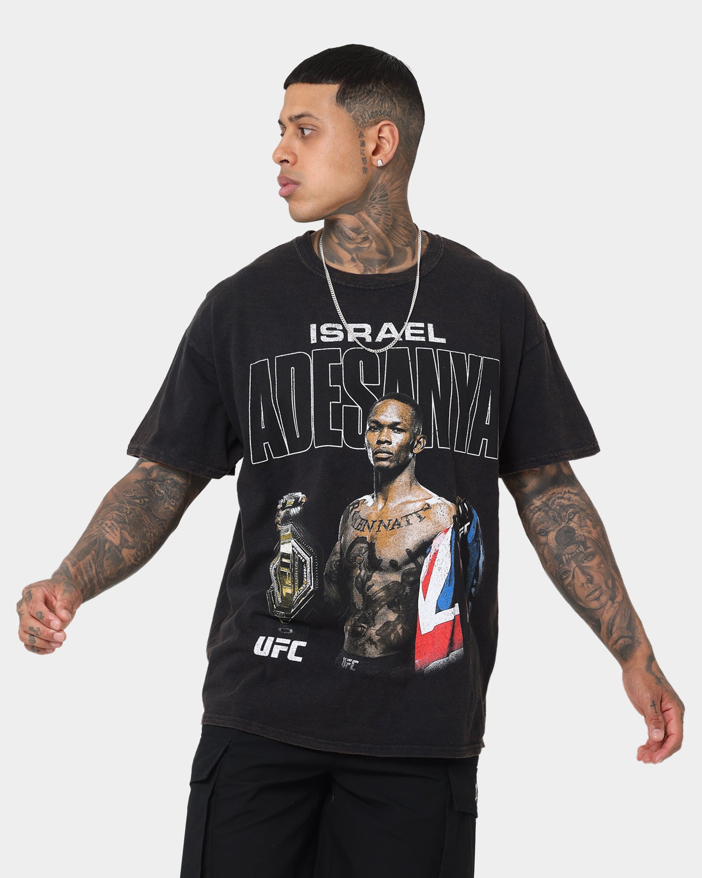 UFC ヘビ柄 ブラック Tシャツ mens-black-benoit-saint-denis-