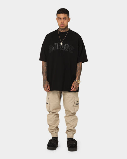 Saint Morta Gothic Appliqué Boxy T-Shirt Black