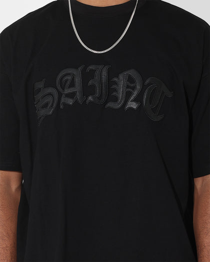 Saint Morta Gothic Appliqué Boxy T-Shirt Black