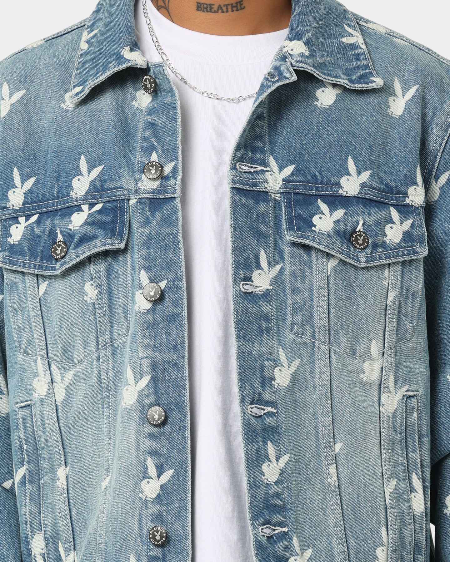 Playboy By CK Players Denim Jacket Vintage Blue | Culture Kings US