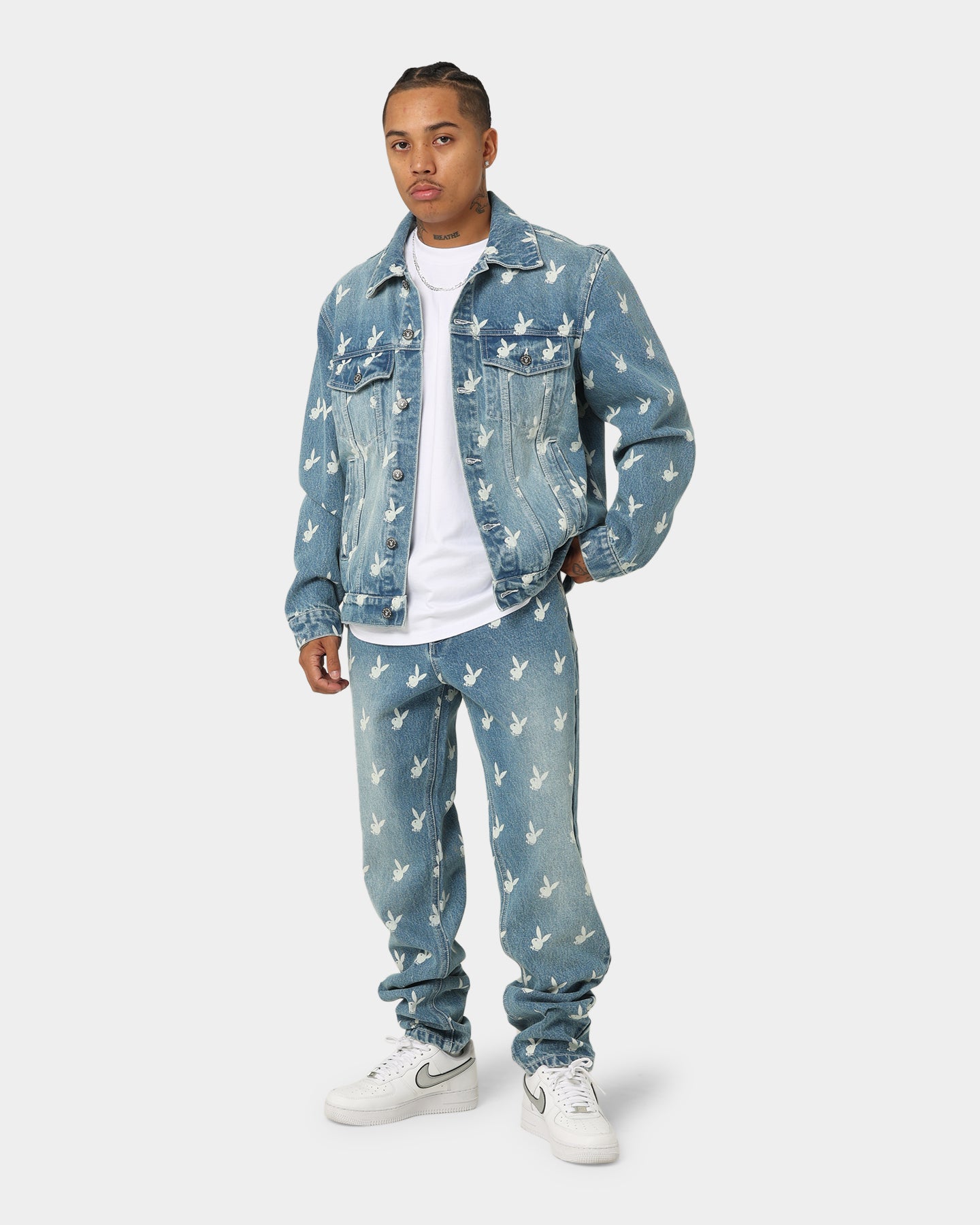 Playboy By CK Players Denim Jacket Vintage Blue | Culture Kings US