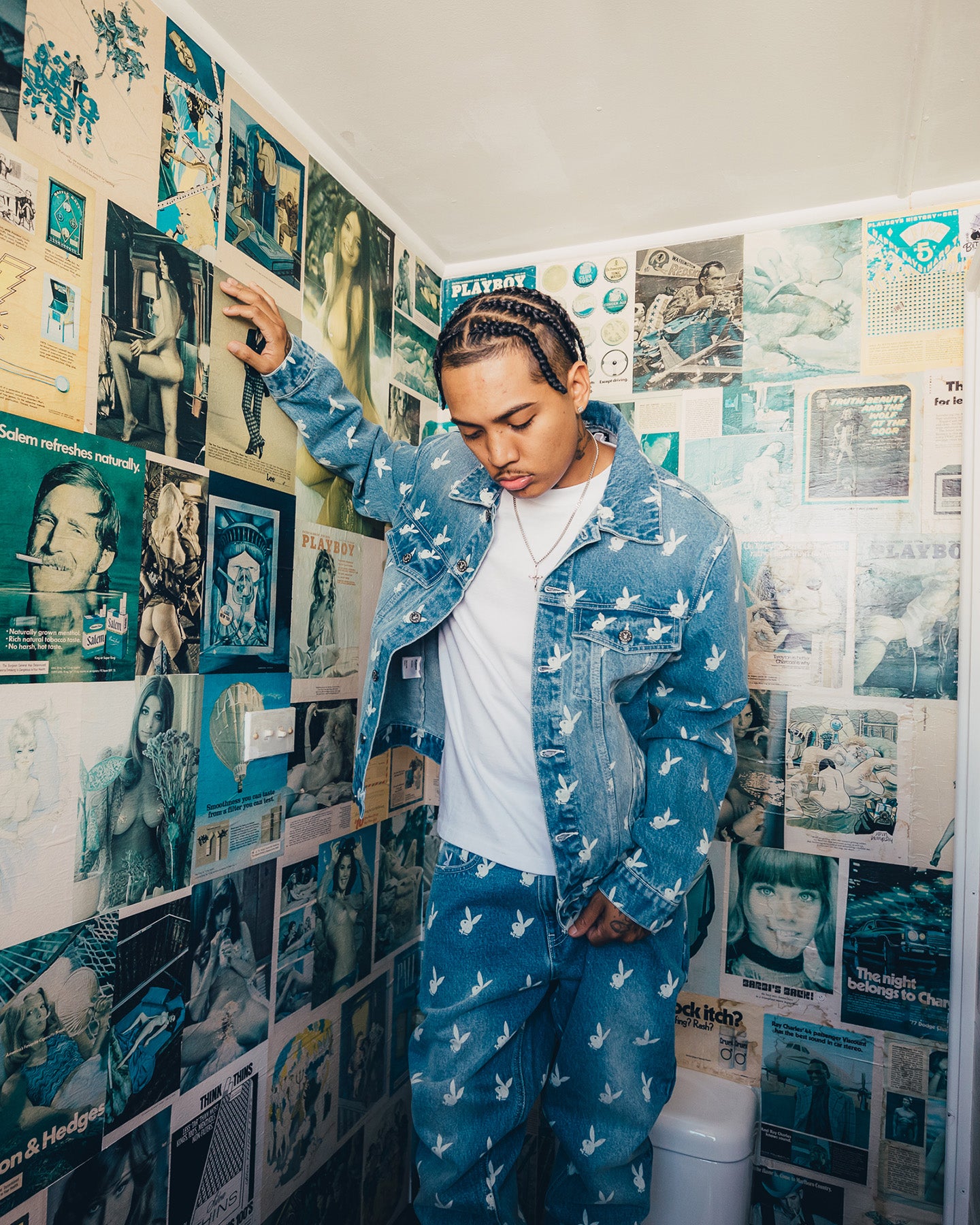 PLAYBOY デニムジャケット Playboy By CK Players Denim Jacket Vintage Blue | Culture Kings US