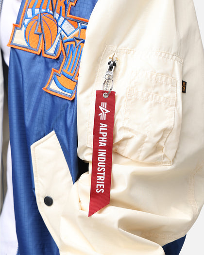 New Era X Alpha Industries New York Knicks L-2B Bomber Jacket Blue