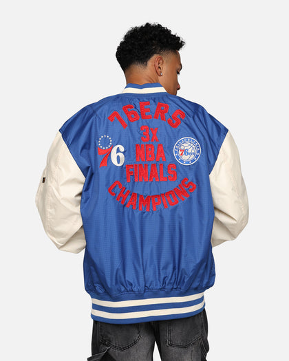 New Era X Alpha Industries Philadelphia 76ers L-2B Bomber Jacket Blue