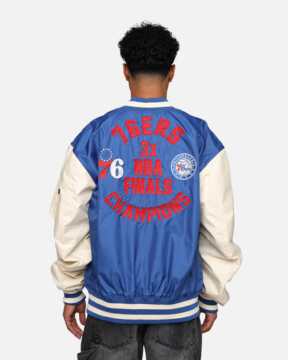 New Era X Alpha Industries Philadelphia 76ers L-2B Bomber Jacket Blue