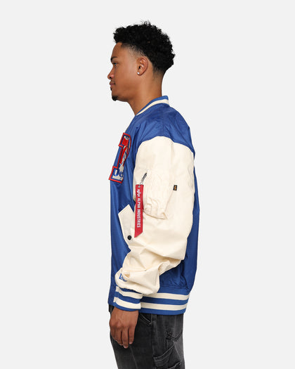 New Era X Alpha Industries Philadelphia 76ers L-2B Bomber Jacket Blue