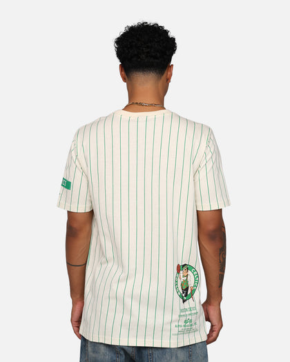 New Era X Alpha Industries Boston Celtics Striped T-Shirt White