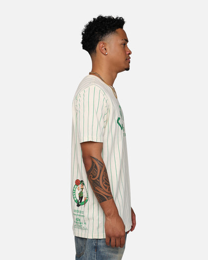 New Era X Alpha Industries Boston Celtics Striped T-Shirt White