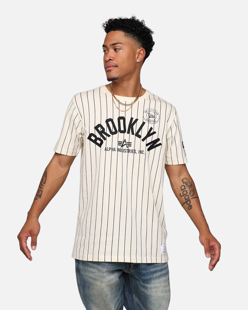 New Era X Alpha Industries Brooklyn Nets Striped T-Shirt White | Culture  Kings US