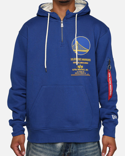 New Era X Alpha Industries Golden State Warriors Zipper Hoodie Blue