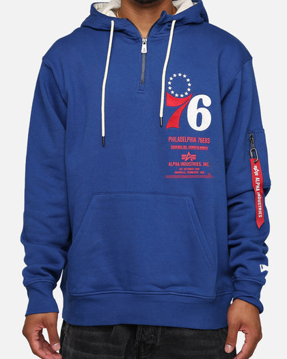 New Era X Alpha Industries Philadelphia 76ers Zipper Hoodie Blue
