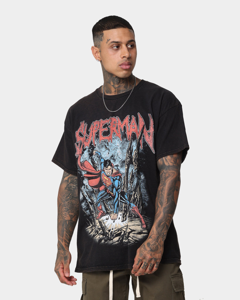 Goat Crew X DC Superman Metal Vintage T-Shirt Black Wash | Culture
