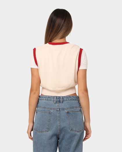 Fila Women's Heritage Cropped Sweater Vest Cream