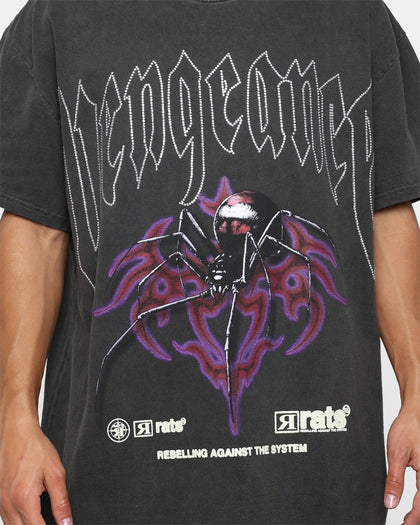 Rats Get Fat Vengeance Rhinestone T-Shirt Off Black