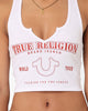 True Religion Women's  Arched Logo V Notch Tank Top Optic White