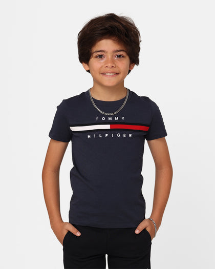 Tommy Hilfiger Kids' Flag Rib Insert T-Shirt Twilight Navy