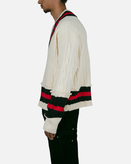 MNML Classic V Neck Sweater Off White