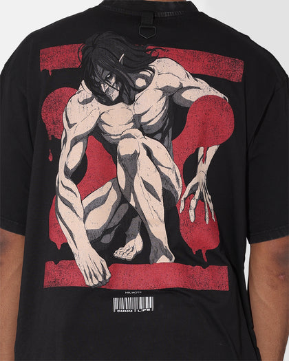 DXXMLIFE X Attack On Titan Eren Baggy Vintage T-Shirt Vintage Black