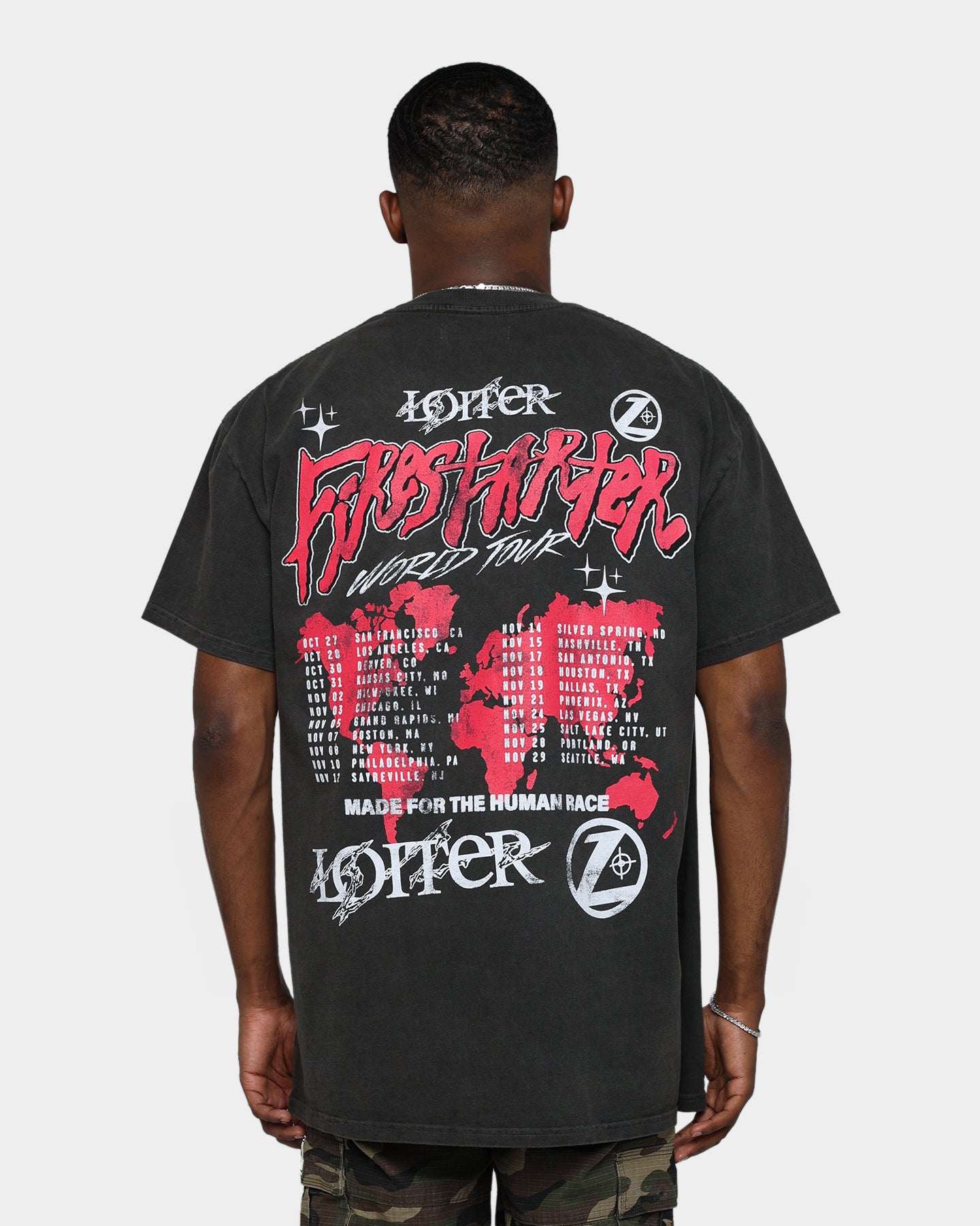 Loiter Firestarter Tour Ultra Premium Vintage T-Shirt Black Wash