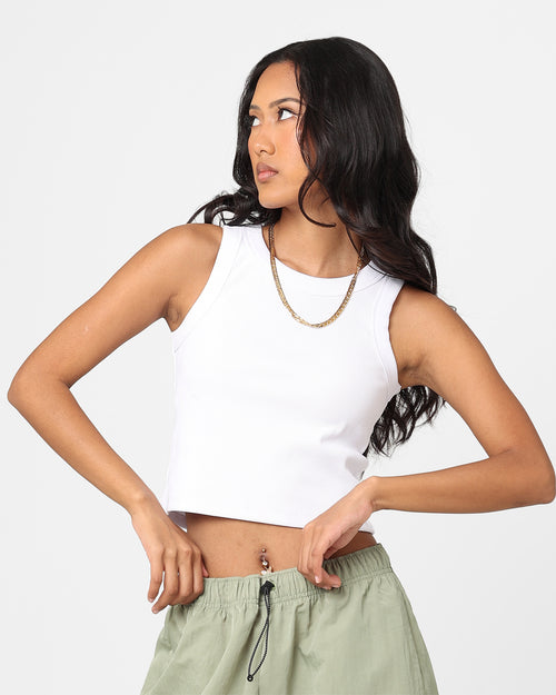 AS Colour Women's Organic Rib Crop Tank Top White