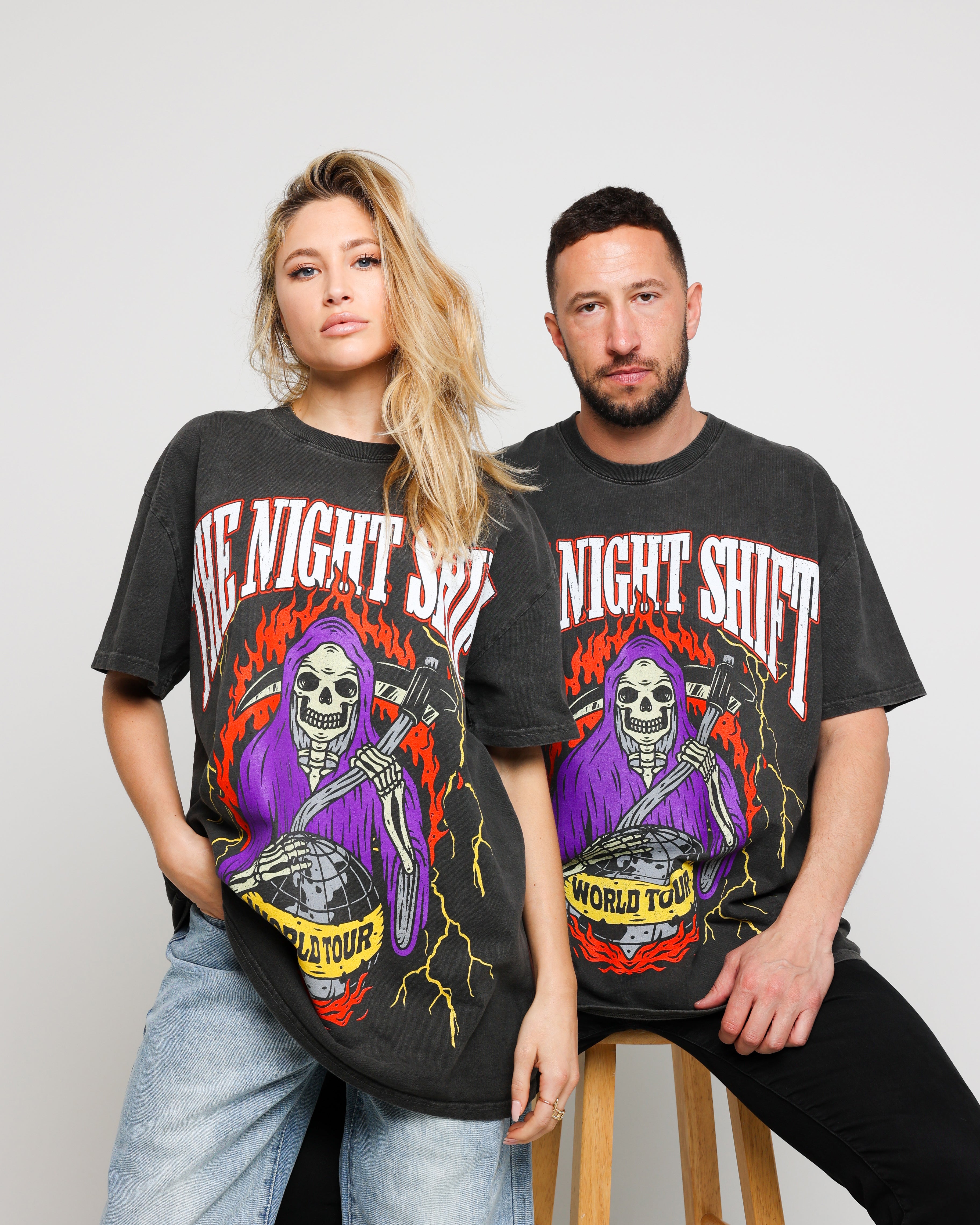 The Night Shift World Tour Heavyweight Vintage T-Shirt Black Wash