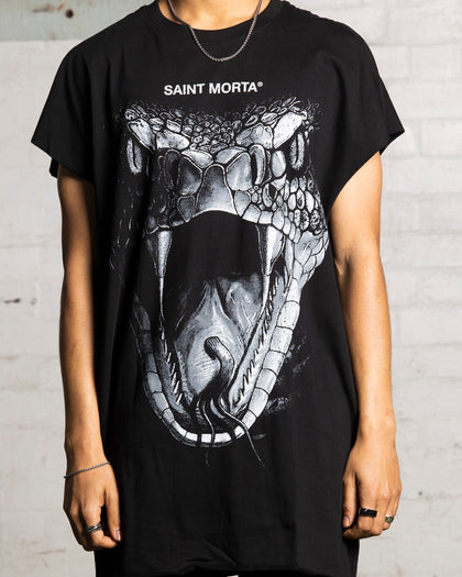 Saint Morta Snake Eyes Cutoff Bat T-Shirt Black/White