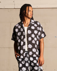 Saint Morta Vintage Rose Short Sleeve Shirt Black
