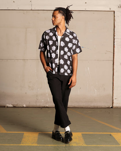 Saint Morta Vintage Rose Short Sleeve Shirt Black