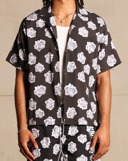 Saint Morta Vintage Rose Short Sleeve Shirt Black