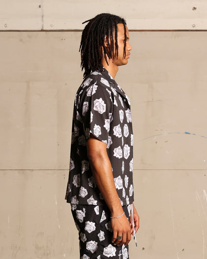 Saint Morta Vintage Rose Short Sleeve Shirt Black