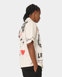 Loiter Tattoo Button Up Shirt Ecru