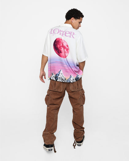 Loiter Mountain Range Button Up T-Shirt Off White