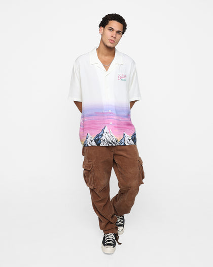 Loiter Mountain Range Button Up T-Shirt Off White
