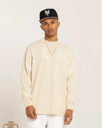 Carre Global Oversized Long Sleeve T-Shirt Light Stone