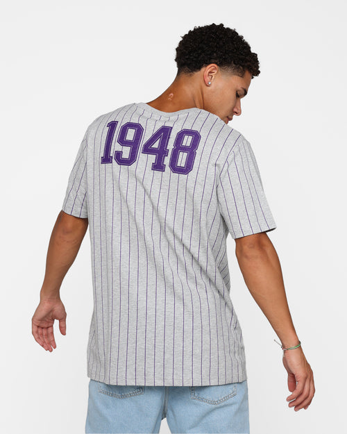 New Era Los Angeles Lakers Pinstripe T-Shirt Grey
