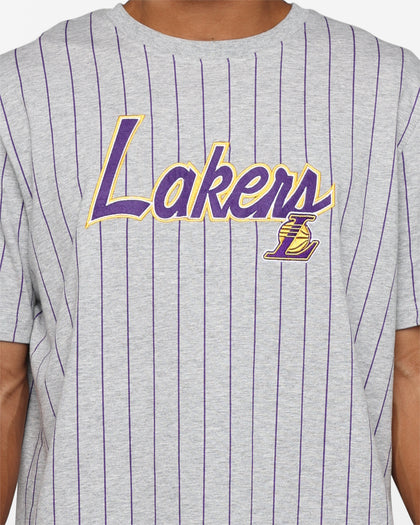 New Era Los Angeles Lakers Pinstripe T-Shirt Grey