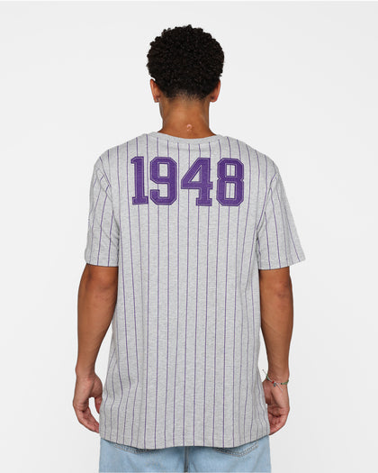 New Era Los Angeles Lakers Pinstripe T-Shirt Grey
