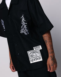 Loiter Witness Button Up T-Shirt Black