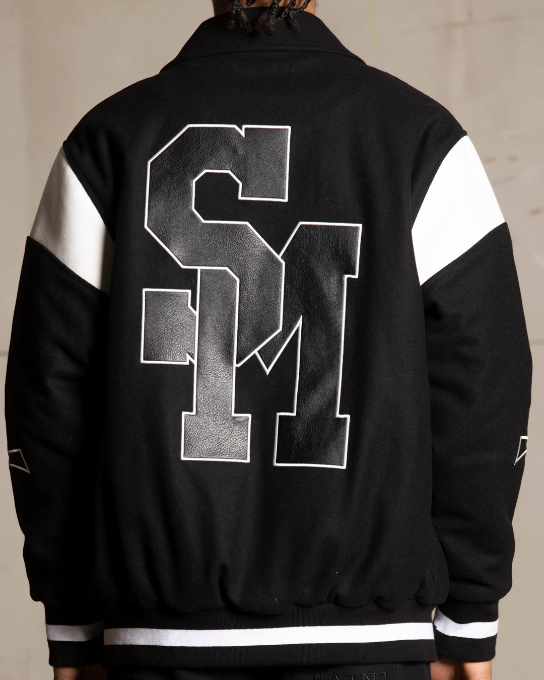 Saint Morta La Rambla Varsity Jacket Black/White | Culture Kings US