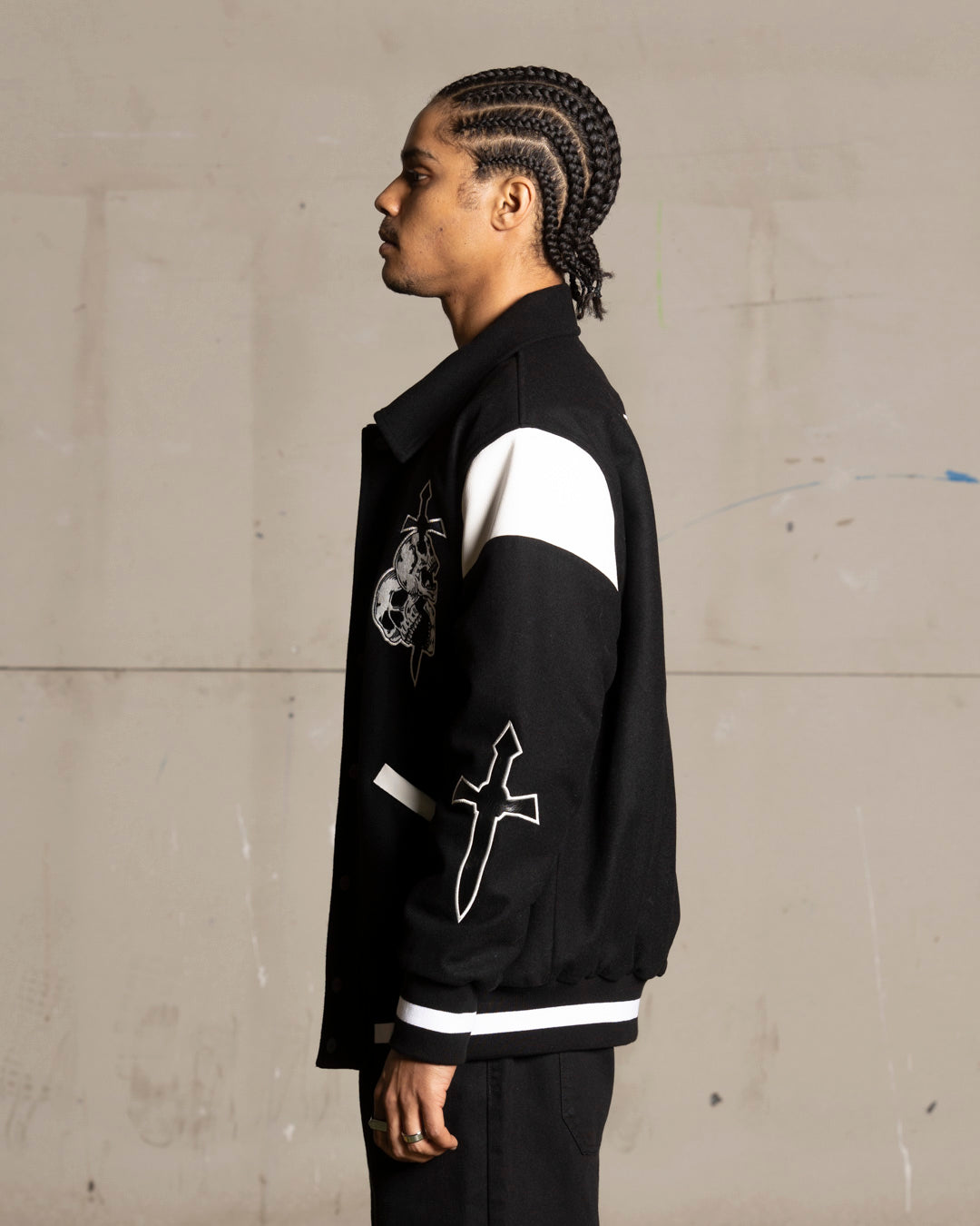 Saint Morta La Rambla Varsity Jacket Black/White | Culture Kings US