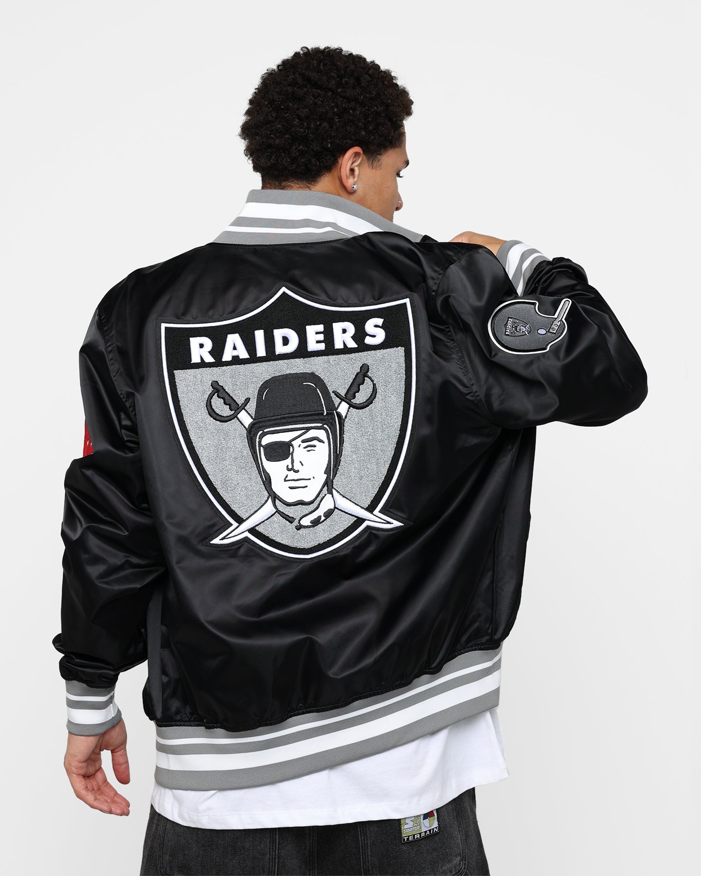 Pro Standard Las Vegas Raiders Satin Varsity Jacket Black/Grey