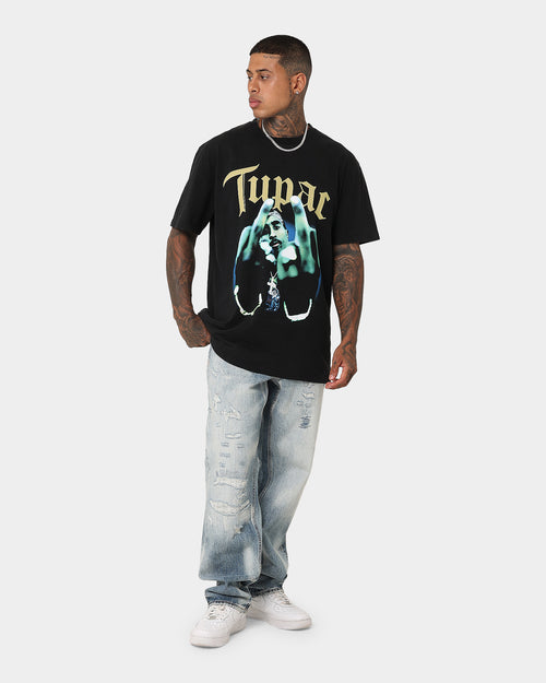 Tupac Middle Finger T-Shirt Washed Black