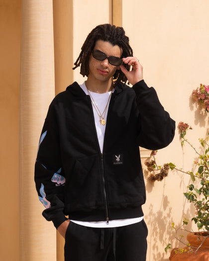 Playboy By Culture Kings Lit Bunny Fully Zip Hoodie Black